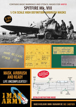 Load image into Gallery viewer, 1ManArmy 1:24 Supermarine Spitfire Mk. VIII High-Definition Paint Masks