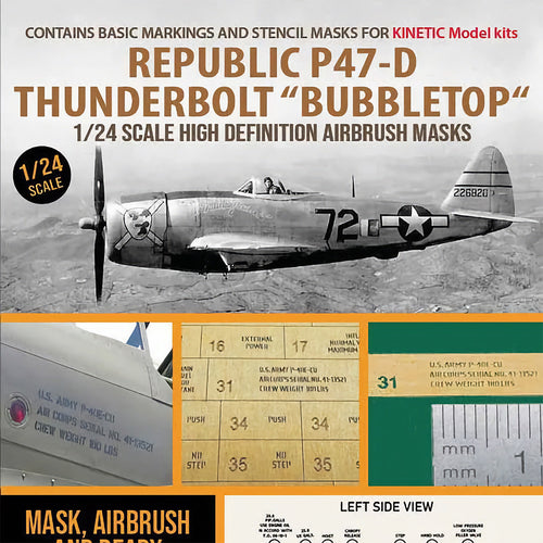 1ManArmy 1:24 Republic P-47D Thunderbolt Bubbletop High-Definition Paint Masks