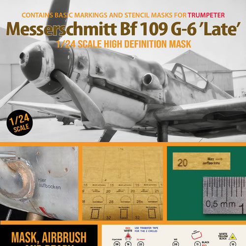 1ManArmy 1:24 Messerschmitt Bf 109 G-6 Late High-Definition Paint Masks