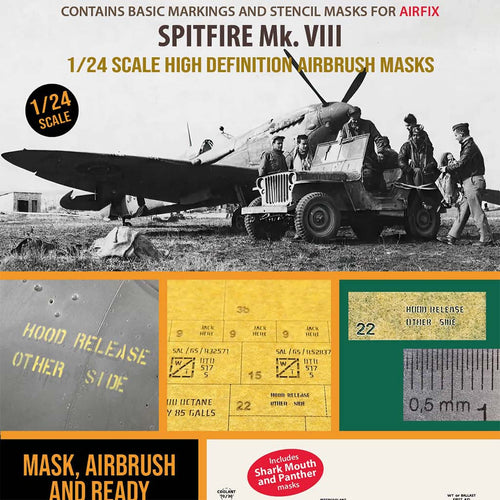 1ManArmy 1:24 Supermarine Spitfire Mk. VIII High-Definition Paint Masks