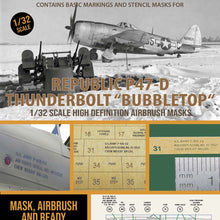 Load image into Gallery viewer, 1ManArmy 1:32 Republic P-47D Thunderbolt Bubbletop High-Definition Paint Masks