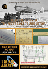 Load image into Gallery viewer, 1ManArmy 1:32 Republic P-47D Thunderbolt Bubbletop High-Definition Paint Masks