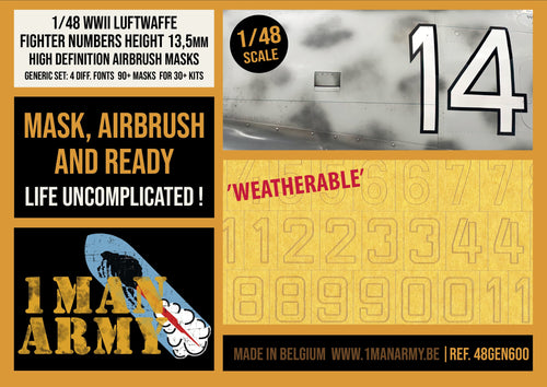 1ManArmy 1:48 Focke-Wulf 190 A-Series Numbers High-Definition Paint Masks