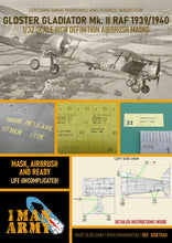 Load image into Gallery viewer, 1ManArmy 1:32 Gloster Gladiator MK II High-Definition Paint Masks